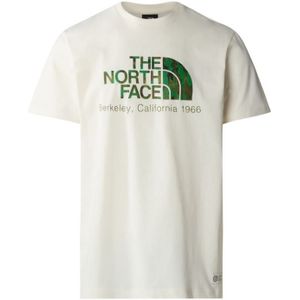 The North Face Berkeley California S/S T-Shirt Heren White Dune/Optic Emerald Generative Camo Print M