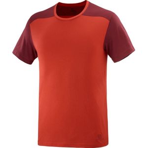 Salomon Essential Colorbloc T-shirt Heren Fiery Red/Cabernet L