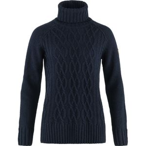 Fjallraven Övik Cable Knit Roller Neck Dames Trui Dark Navy L