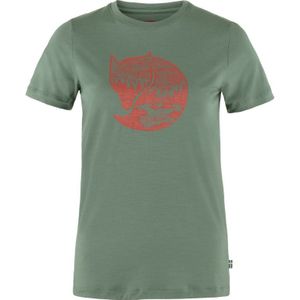 Fjallraven Abisko Wool Fox SS T-Shirt Dames Patina Green-Terracotta Brown XL