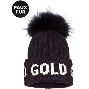 Goldbergh Hodd Faux Pom Dames Muts Black One Size