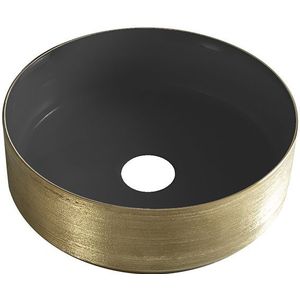 Sanifun Mondi waskom rond 360 x 360 x 120 mm mat zwart/geborsteld goud