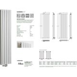 Sanifun design radiator Thomas 1800 x 544 Wit Dubbele