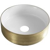 Sanifun Mondi waskom rond 360 x 360 x 120 mm glans wit/geborsteld goud