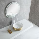 Sanifun Mondi waskom rond 360 x 360 x 120 mm glans wit/geborsteld goud