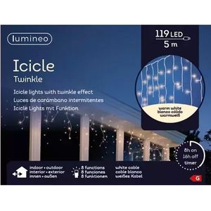 Lumineo icicle twinkle led l500cm-119l warm wit