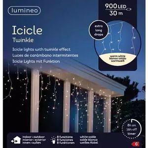 Lumineo led icicle xl twinkle l30m-900l wit