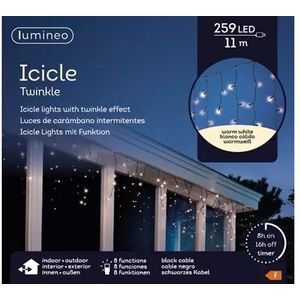 Lumineo Icicle twinkle led 11m - 259l warm wit - binnen/ buiten