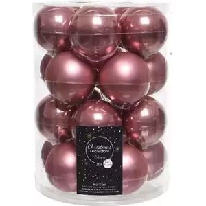 Kerstbal velours roze glas d6cm 20st