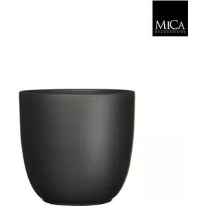 Mica Decorations tusca ronde pot mat zwart maat in cm: 25 x 28