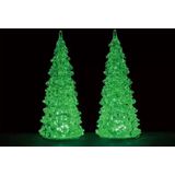 Lemax crystal lighted tree, 3 color changeable, medium, set of 2, b/o (4.5v)