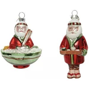 Kersthanger glas sushi kerstman l7b7h10cm