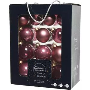 Kerstbal glas d7cm velours.rz 26st