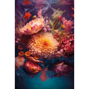Alexsar Art schilderij Glas art bloemen water 90x60cm