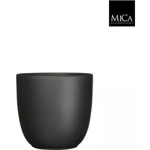 Mica Decorations tusca ronde pot mat zwart maat in cm: 23 x 25