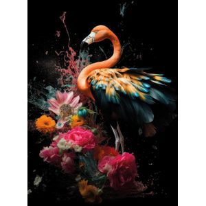 Alexsar Art schilderij Glas art flamingo 90x60cm