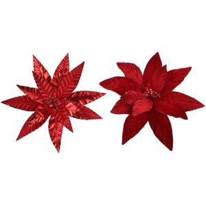 Poinsettiaclip polyester 30x5cm rood