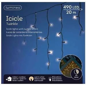 Lumineo Icicle twinkle led 20m - 490l warm wit - binnen/ buiten