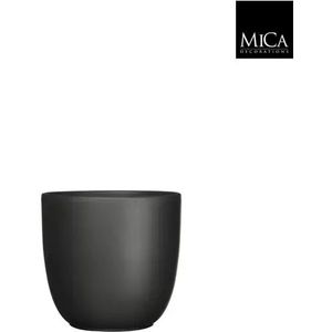 MIca Decorations Plantenpot/bloempot Tusca - Zwart - keramiek - mat - D19.5/H18.5 cm