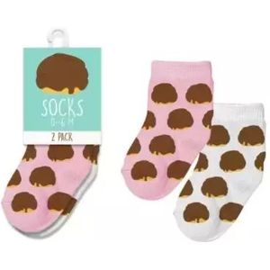 Bossche Bollen sokken 0-6 M Wit/Roze set 2