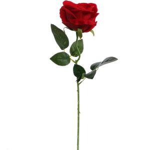 Kunstbloem Fluweel roos 50cm - rood