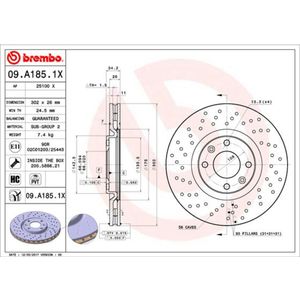 Remschijf BREMBO XTRA LINE BREMBO 09.A185.1X, 1 Stuk