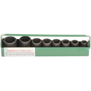 Contactdoos set HANS 3/8 8 stuks 8-19 mm zeskant kort