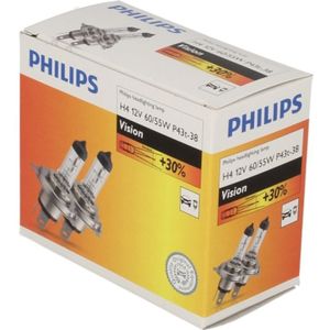 Lamp Halogeen PHILIPS H4 Vision 12V/60/55W, 2 Stuk