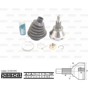 Homokineet reparatie set, aandrijfas PASCAL G1D013PC
