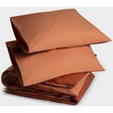 Yumeko overtrekset percal dubbelzijdig terracotta/roestig rood 200x220 + 2/60x70 - Bio, eco & fairtrade