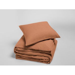 Yumeko overtrekset gewassen linnen terracotta 140x220 + 1/60x70 - Biologisch & ecologisch