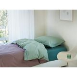 Yumeko overtrekset percal dubbelzijdig jade/mauve 140x220 + 1/60x70 - Bio, eco & fairtrade