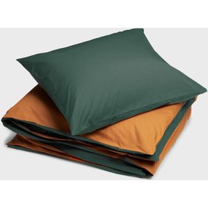 Yumeko overtrekset percal dubbelzijdig forest/ochre 140x220 + 1/60x70 - Bio, eco & fairtrade