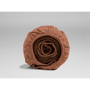 Yumeko hoeslaken percal terracotta 160x200x30 - Bio, eco & fairtrade