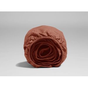Yumeko hoeslaken percal roestig rood 180x210x30 - Bio, eco & fairtrade