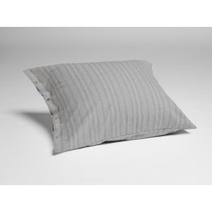 Yumeko kussensloop velvet flanel grijs/wit stripe 60x70 - Biologisch & ecologisch - 1 stuk