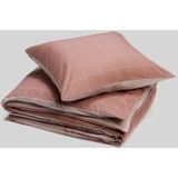 Yumeko overtrekset katoen TENCEL™ dubbelzijdig roze check/roze chambray 140x220 + 1/60x70 - Biologisch & ecologisch