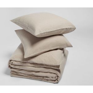 Yumeko Dekbedovertrek Gewassen Linnen 200x220  2 kussenslopen (60x70) Beige - Eco, Bio & Fairtrade