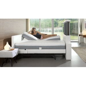 Technogel Perfect Bed Met TV Voetbord-2 Firm-Crush Khaki lederlook-140