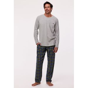 Pyjama Heren Studio Woody Geruite Broek - Donkerblauw