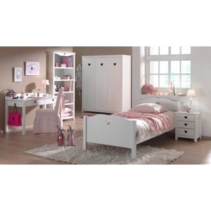 Deze amori combinatie in wit bestaat uit een commode met opzetstuk.