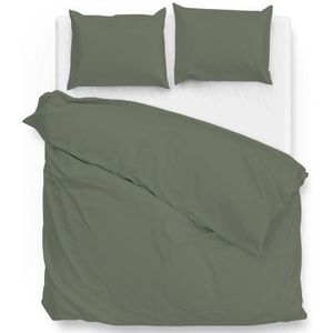 ZoHome Satinado Dekbedovertrek - Eenpersoons - 140x200/220 cm - Army Green