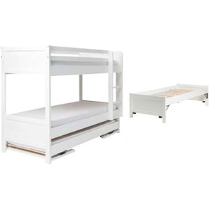 Stapelbed met onderschuifbed Duet-Wit-90-190