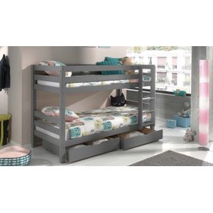 Deze pino-combinatie bestaat uit een grijspino stapelbed (h180cm) en een pino rolbed