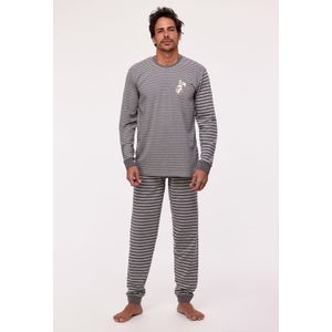 Pyjama Heren Woody Allover Stripe Konijn - Antraciet