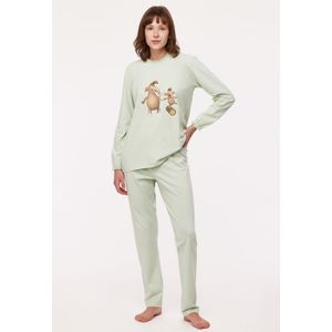 Pyjama Dames Woody Dansende Olifanten - Pastelgroen