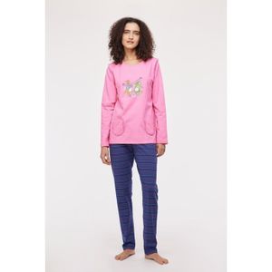 Pyjama Dames Woody Dino Dance Broek Strepen - Roze