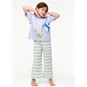 Pyjama Meisjes Woody gestreepte broek, Walvis Krab - Baby Lavender
