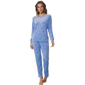 Huispak Dames Pastunette Rebelle Bloem Velours - Light Blue