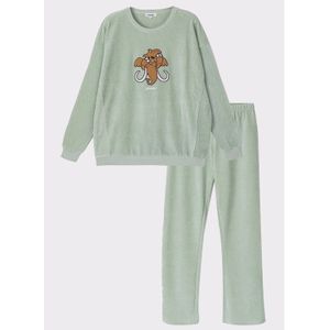 Pyjama Meisjes Woody Velours Rib Broderie - Pastelgroen